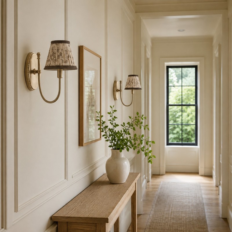 Orphelyx French Brass Fabric Shade Sconce Light