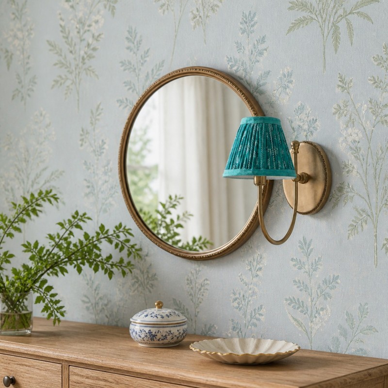 Orphelyx French Brass Fabric Shade Sconce Light