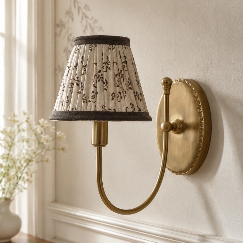 Orphelyx French Brass Fabric Shade Sconce Light