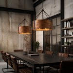 Ojaswi Rustic Bronze Industrial Pendant Light with Drum Shade