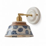 Colin Vintage Decorative Pattern Ceramic Brass Wall Sconce