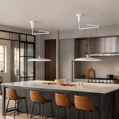 Delphin Colorful Swing Arm Flying Saucer Pendant Light