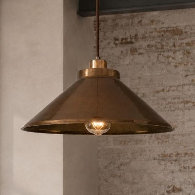 Galilea Retro Antique Brass Cone Shade Pendant Light