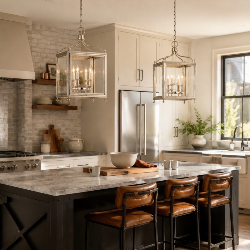 Leroy Vintage Metal 4-Light Lantern Pendant Light
