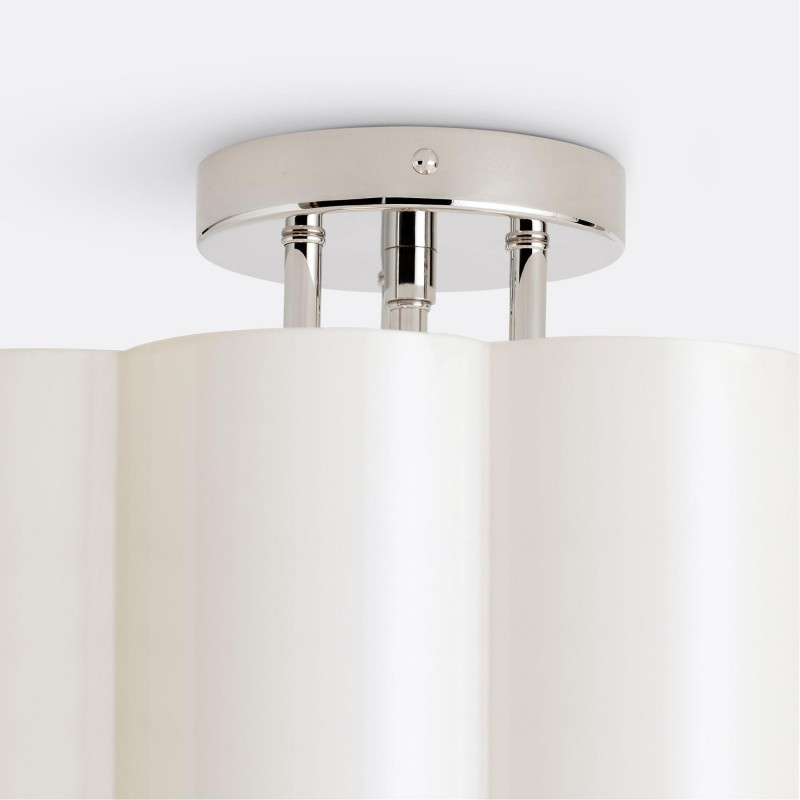 Hanahs Farmhouse Milk Glass Scalloped Shade Ceiling Light