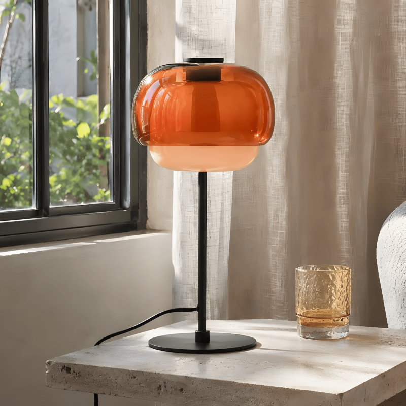Xyndrae Modern Nordic Double-Layered Tinted Glass Table Lamp