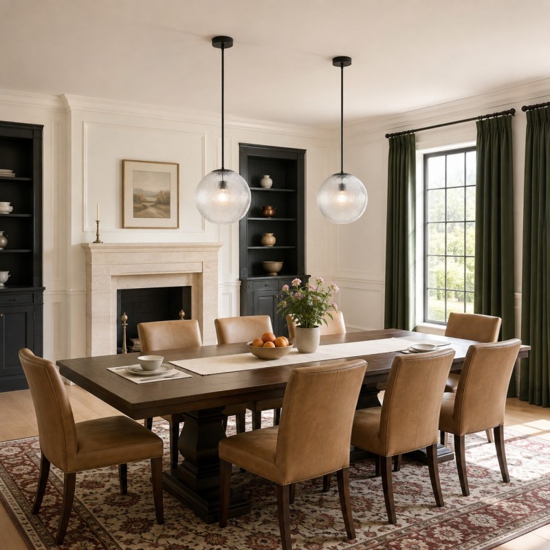 Alain Farmhouse Cooper Ribbed Glass Pendant Light