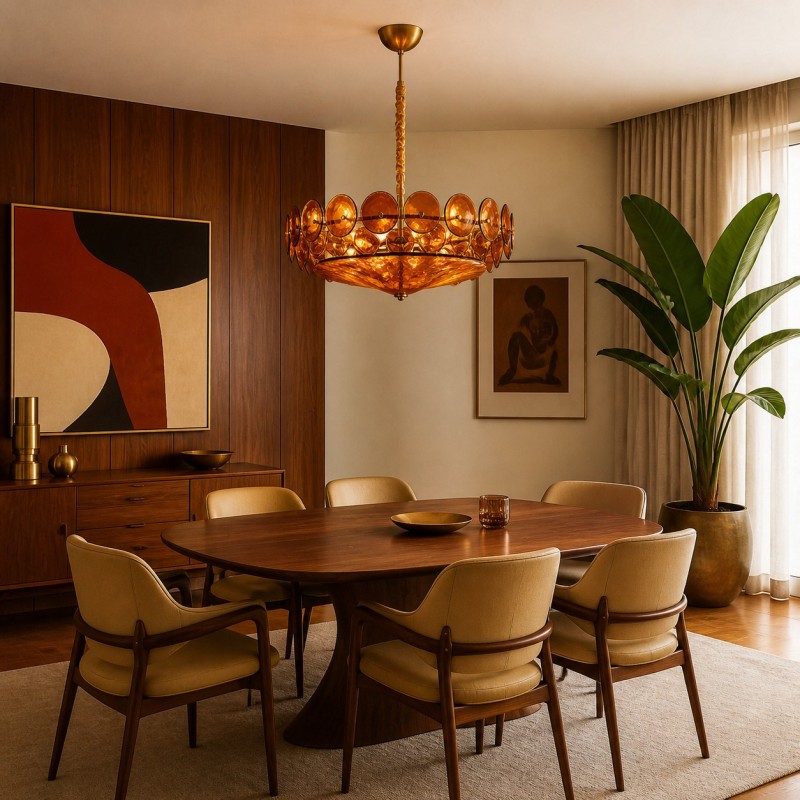Harold Vintage Design-Forward Color Glass  Chandelier