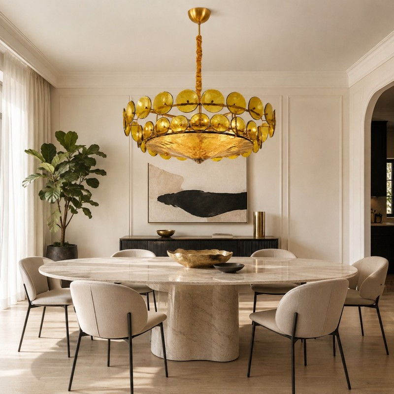 Harold Vintage Design-Forward Color Glass  Chandelier