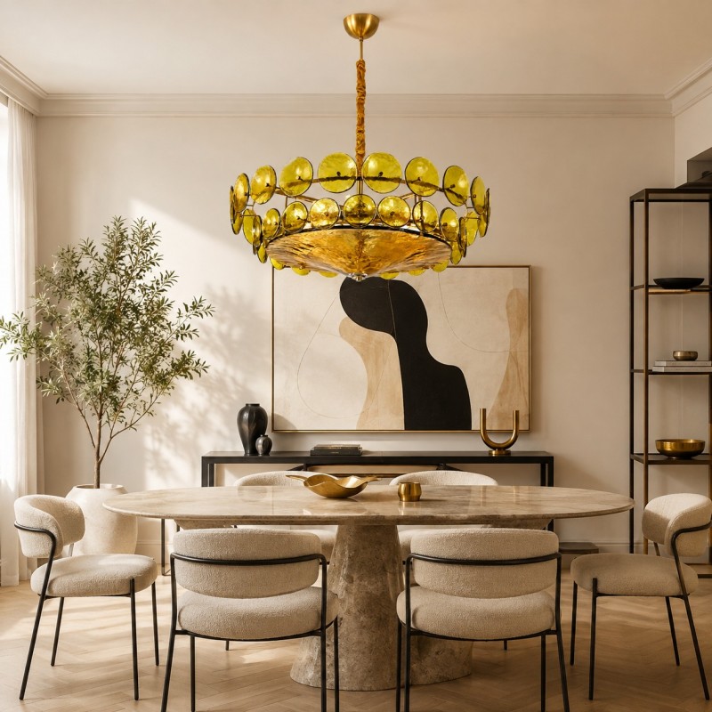 Harold Vintage Design-Forward Color Glass  Chandelier