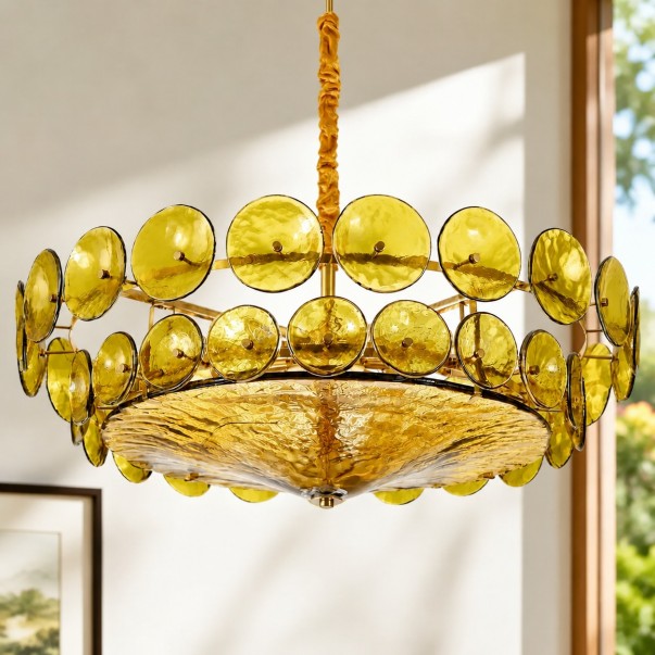 Harold Vintage Design-Forward Color Glass  Chandelier
