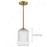 Alain Farmhouse Cooper Ribbed Glass Pendant Light For Dining Room & Kitchen