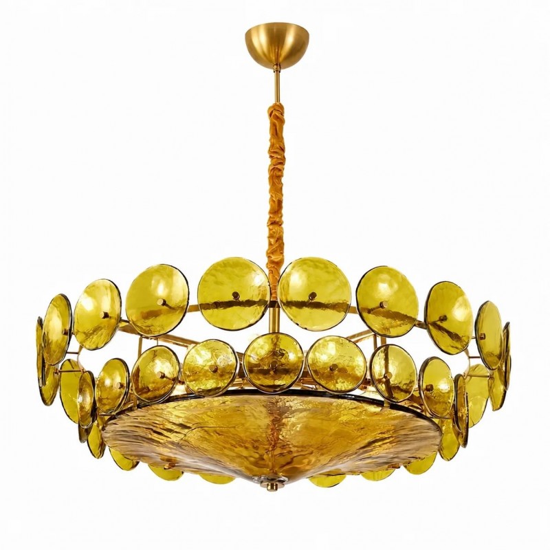 Harold Vintage Design-Forward Color Glass  Chandelier