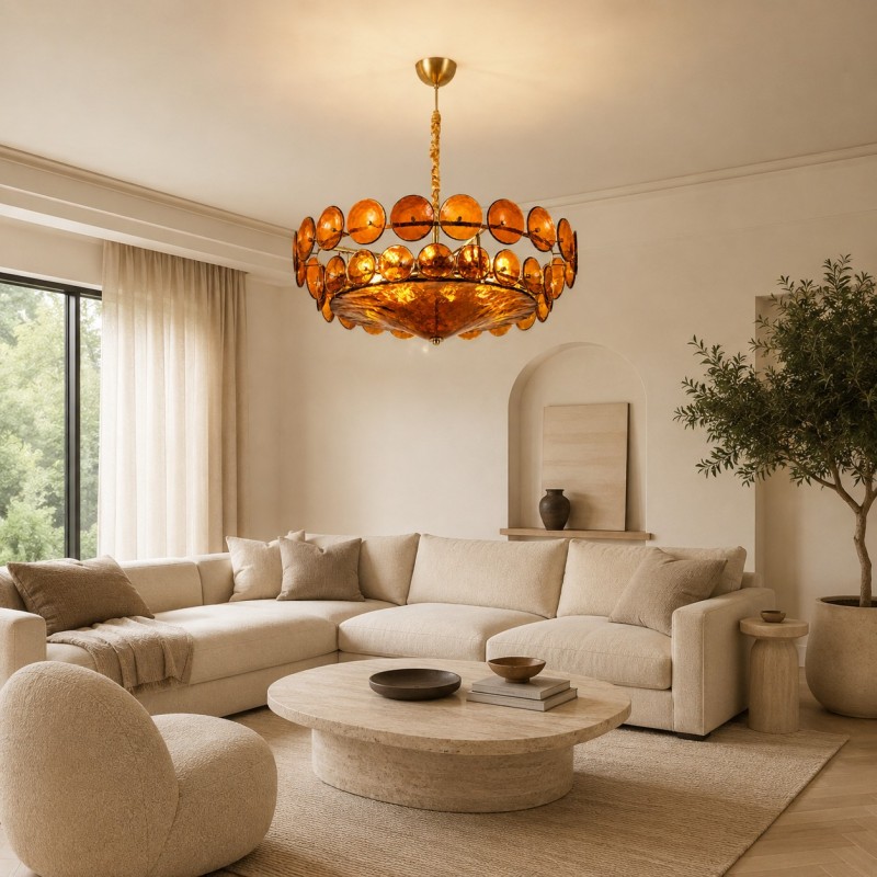 Harold Vintage Design-Forward Color Glass  Chandelier