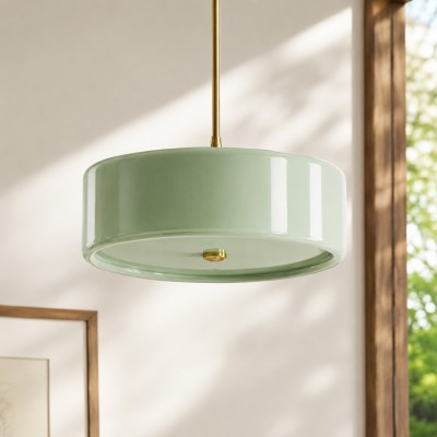 Xavier Modern Glossy Ceramic Drum Pendant Light