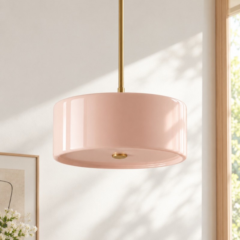 Xavier Modern Glossy Ceramic Drum Pendant Light