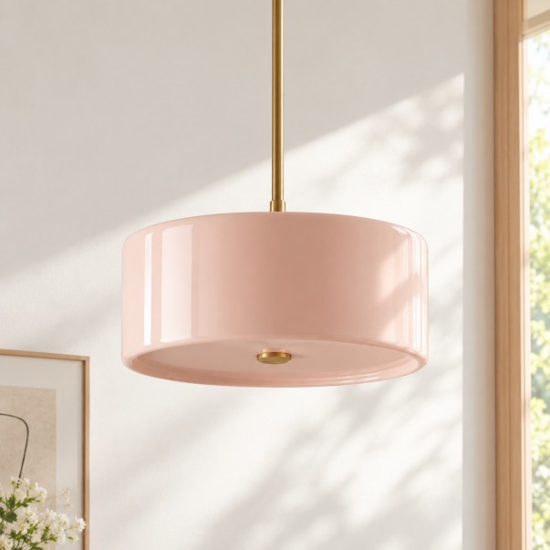 Xavier Modern Glossy Ceramic Drum Pendant Light