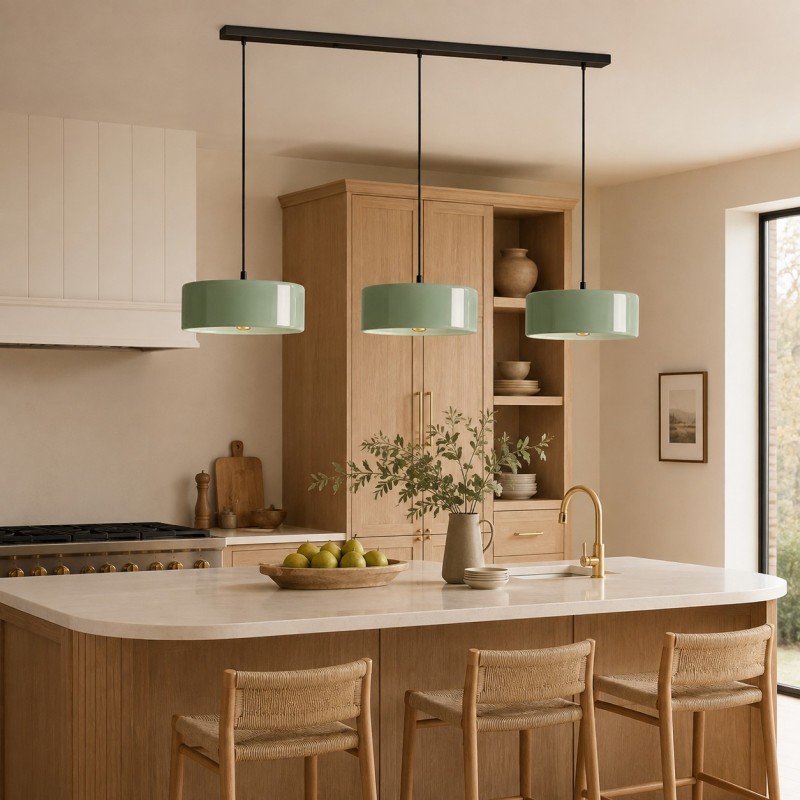 Xavier Modern Glossy Ceramic Drum Pendant Light
