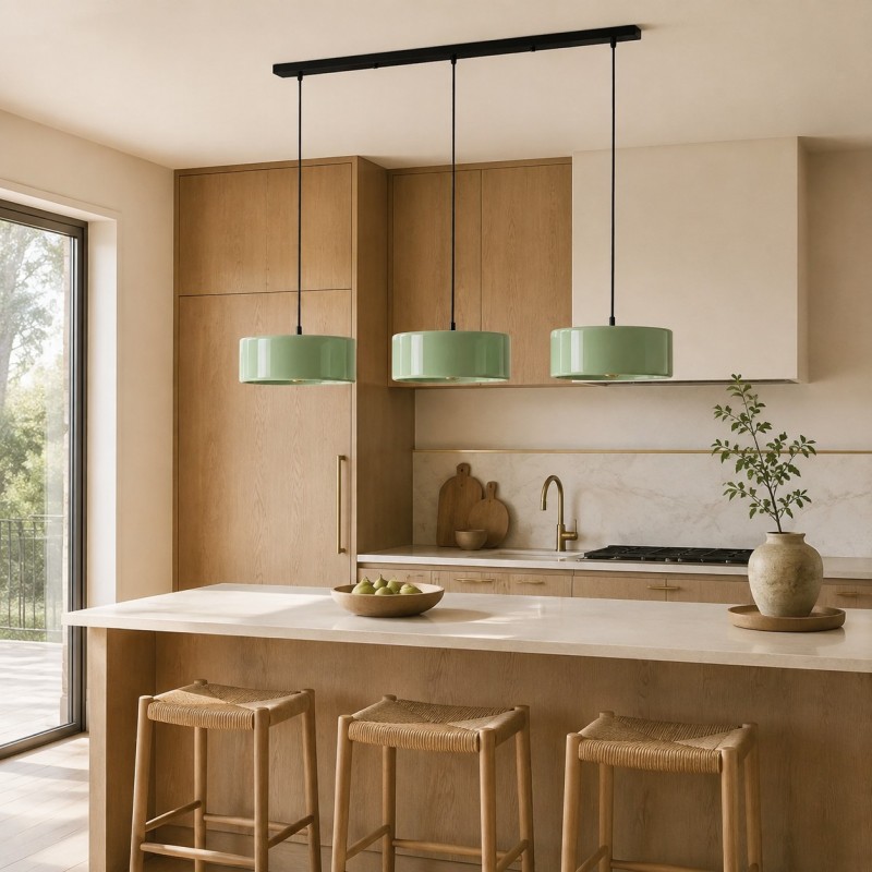 Xavier Modern Glossy Ceramic Drum Pendant Light