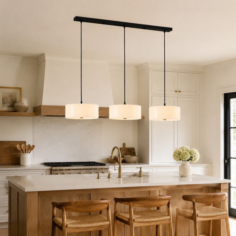 Xavier Modern Glossy Ceramic Drum Pendant Light