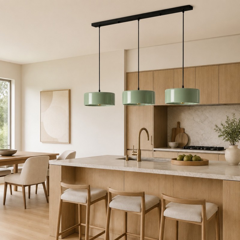Xavier Modern Glossy Ceramic Drum Pendant Light