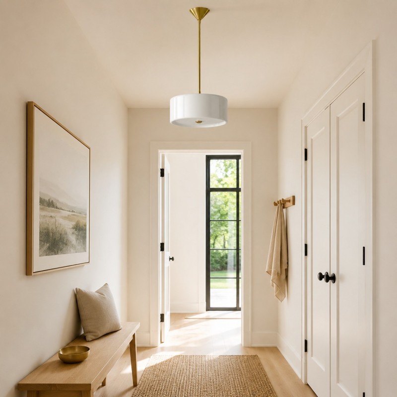 Xavier Modern Glossy Ceramic Drum Pendant Light