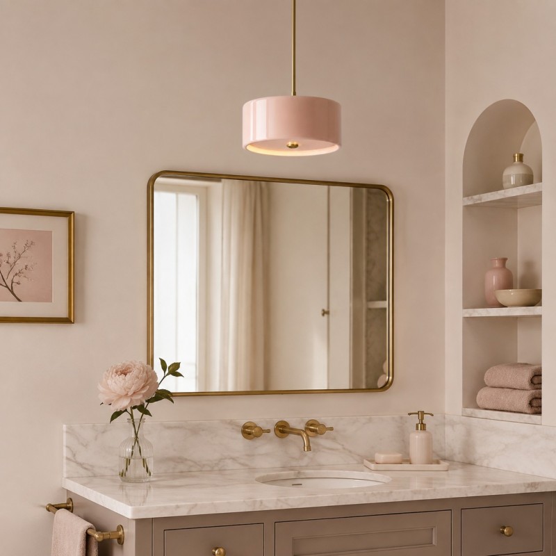 Xavier Modern Glossy Ceramic Drum Pendant Light