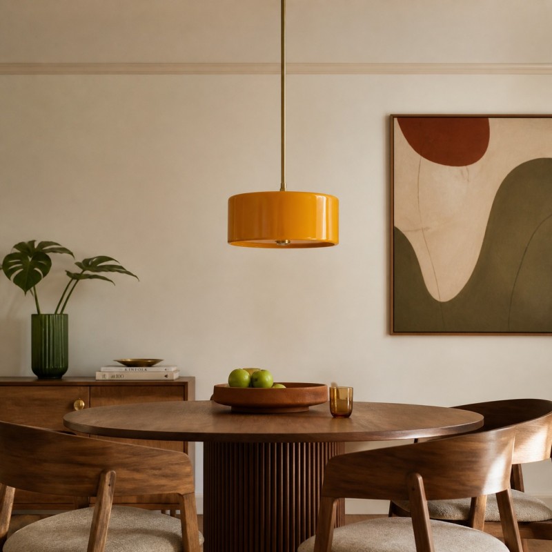 Xavier Modern Glossy Ceramic Drum Pendant Light