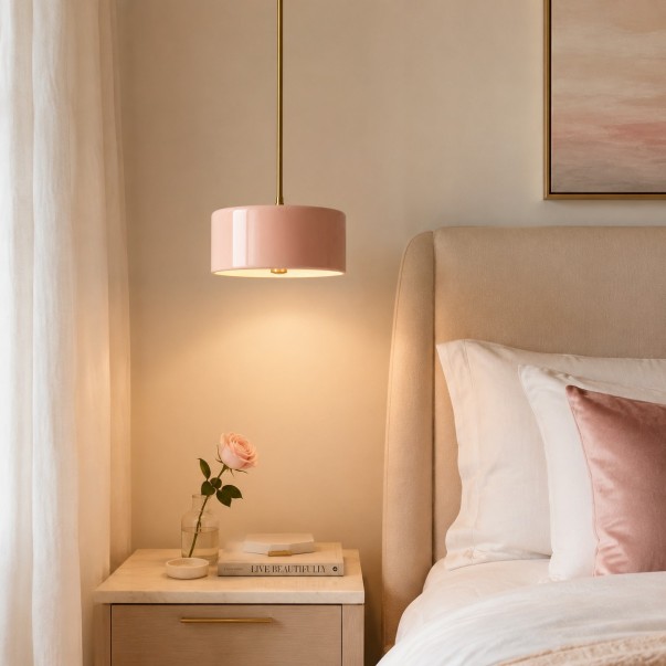 Xavier Modern Glossy Ceramic Drum Pendant Light