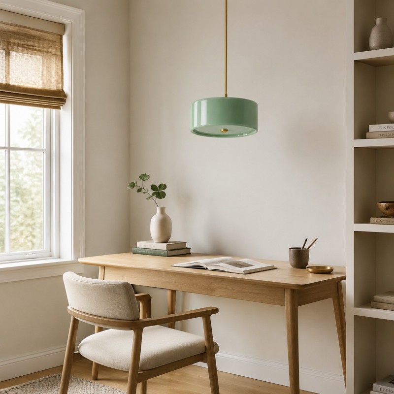 Xavier Modern Glossy Ceramic Drum Pendant Light