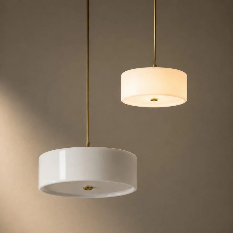 Xavier Modern Glossy Ceramic Drum Pendant Light