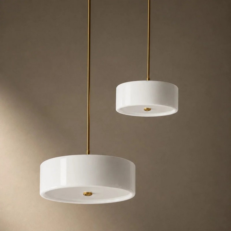 Xavier Modern Glossy Ceramic Drum Pendant Light