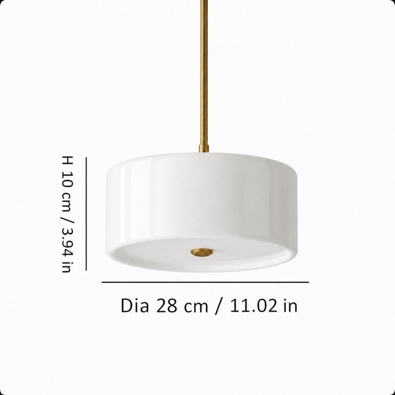 Xavier Modern Glossy Ceramic Drum Pendant Light