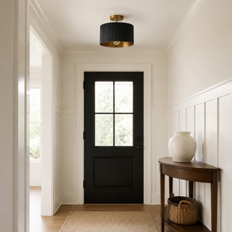 Jovani Farmhous Fluted Resin Drum Ceiling Light