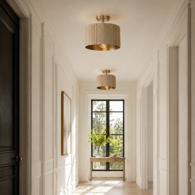 Jovani Farmhous Fluted Resin Drum Ceiling Light