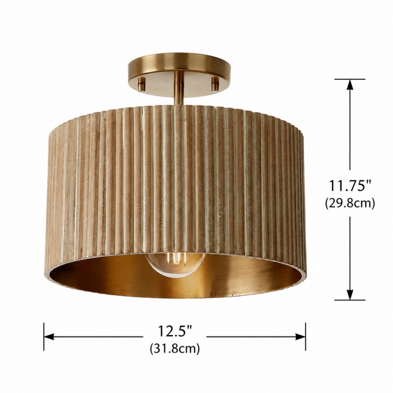 Jovani Farmhous Fluted Resin Drum Ceiling Light