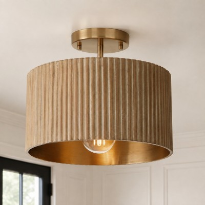 Jovani Farmhous Fluted Resin Drum Ceiling Light