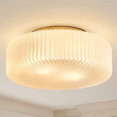 Nymirra Modern Ribbed Glass Flush Mount Ceiling Light