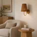 Alfred Farmhouse Rattan Brass Wall Sconce