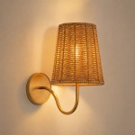 Alfred Farmhouse Rattan Brass Wall Sconce
