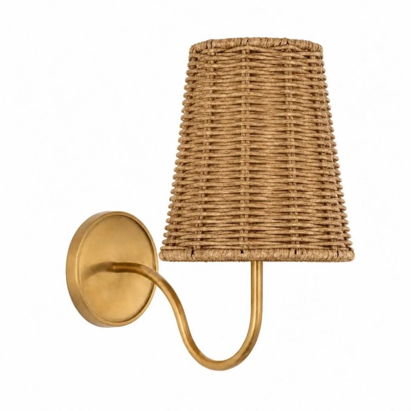 Alfred Farmhouse Rattan Brass Wall Sconce