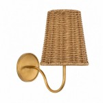 Alfred Farmhouse Rattan Brass Wall Sconce