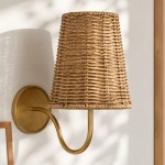 Alfred Farmhouse Rattan Brass Wall Sconce