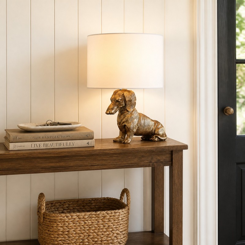 Aurea Unique Animal Table Lamp - Dog Sculptural Accent Lighting for Bedroom & Living Room