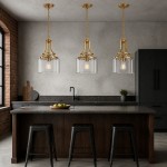 Trevor Vintage Clear Cylinder Glass Brass Chain Pendant Light
