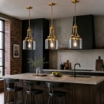 Trevor Vintage Clear Cylinder Glass Brass Chain Pendant Light