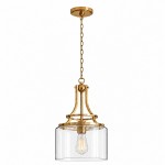 Trevor Vintage Clear Cylinder Glass Brass Chain Pendant Light