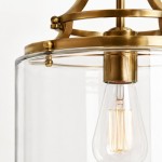 Trevor Vintage Clear Cylinder Glass Brass Chain Pendant Light