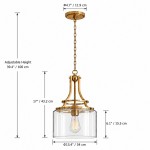 Trevor Vintage Clear Cylinder Glass Brass Chain Pendant Light