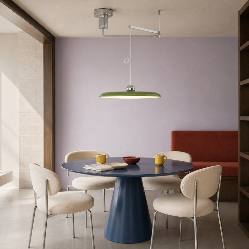 Delphin Colorful Swing Arm Flying Saucer Pendant Light